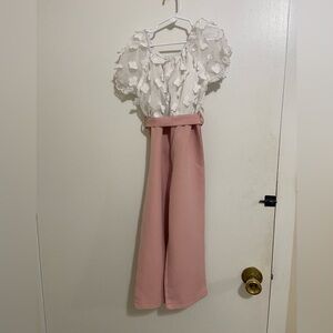 Elegant Pink Jumpsuit with White Floral Top SHEIN girls size 6